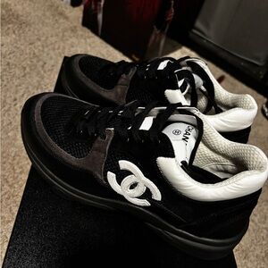 CHANEL Black and White Sneakers